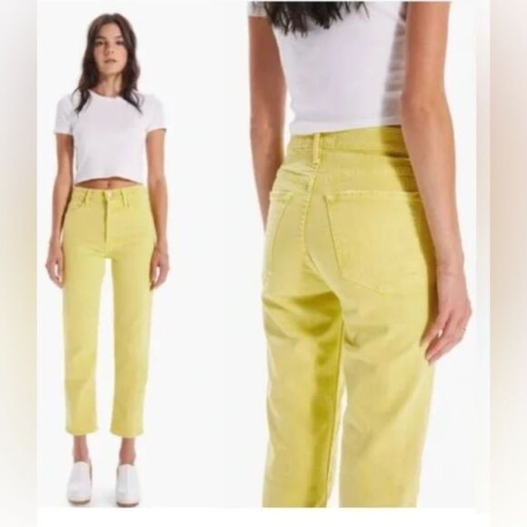 MOTHER Superior the tomcat the devil may care Ankle & Cropped Jeans in Yellow 26 - Picture 1 of 10